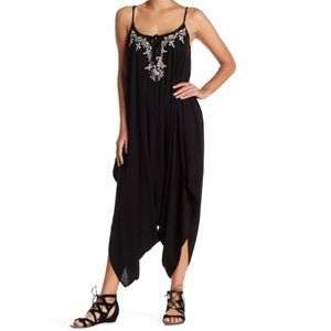 Black embroidered romper